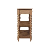 Solid Wood Savoy Bobbin Console Table with Shelves and 4 Shelves, Bedside Table with 2 Smooth-Gliding Drawers, 40L x 115W x 88H cm, Brown(m-12)
