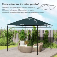 Outsunny Tetto di Ricambio per Gazebo 3x3 m in Poliestere Grigio con 8 Fori di Ventilazione(m-3)