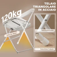 HOMCOM Set 6 Sedie Pieghevoli con Fori di Drenaggio in Plastica e Metallo, 45x49x79.5 cm, Bianco(m-8)