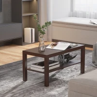 HOMCOM® Beistelltisch Couchtisch Rechteckiger mit Ablage Walnuss(m-4)