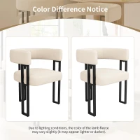 2-Piece Flannel Fabric Dining Chairs with Curved Backrest and Thick Plush Seat, Kitchen Chairs with Metal Legs, 51.5L x 54W x 72H cm, Beige(m-4)