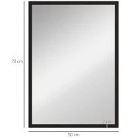 HOMCOM Miroir mural rectangulaire 50 x 70 cm, cadre en bois noir, idéal pour la salle de bain, salon ou chambre(m-3)