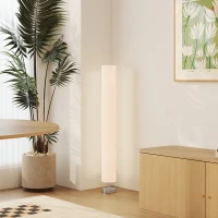 HOMCOM Candeeiro Coluna de Pé Moderno Luz Suave 40 W 14x14x120 cm Inox Branco(m-4)