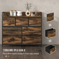HOMCOM Commode 7 tiroirs meuble de rangement tiroir en tissu pliant - structure acier noir - 98 x 29 x 85 cm(m-6)