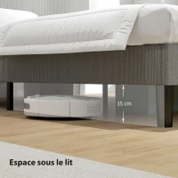 HOMCOM Cadre de lit 160 x 200 cm, sommier à lattes en bois, tête de lit réglable, lit double rembourré en velours côtelé, gris(m-7)