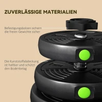 SPORTNOW 2-in-1 Hantel-Set, Lang- & Kurzhantel, 30 kg, rutschfest, bodenschonend, Schwarz/Grün(m-7)