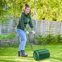 Outsunny Rullo per Prato da 63L di Capacità con Lama Raschiante, in Metallo, 123x58x40 cm, Verde Scuro(m-2)