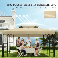 Outsunny Ersatzdach für Pavillon 3 x 4 m wasserabweisend Pavillondach mit Doppeldach Cremeweiß(m-6)