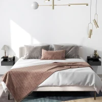 HOMCOM Conjunto de 2 Mesas de Cabeceira Flutuantes com Gaveta e Prateleira Aberta para Sala de Estar, 35x32x22,5 cm Preto Brilhante(m-2)