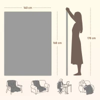 HOMCOM Electric Heated Blanket Throw 140 x 160cm with Dual Controllers, Machine Washable Heated Throw Blanket with Ultra Soft Flannel Fabric, 5 Heating Levels, 10 Hour Timer, Grey(m-3)