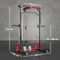 SPORTNOW Cable Crossover Machine, Multi-Function Power Rack with Pull Up Bar, Lat Pull Down System, Squat Rack, Barbell Bar(m-3)