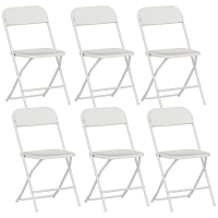 HOMCOM Set de 6 sillas plegables, sillas plegables con orificios de drenaje, marco de acero, uso versátil, blanco