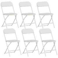 HOMCOM Set de 6 sillas plegables, sillas plegables con orificios de drenaje, marco de acero, uso versátil, blanco(m-1)