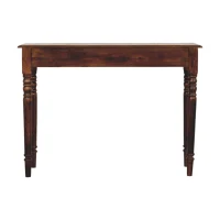 Solid Mango Wood 3-Drawer Console with Turned Legs, Ample Storage, Desk for Generous Organisation and Built to Last, 35L x 110W x 80H cm, Brown(m-8)