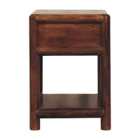 Solid Mango Wood Regency Nightstand with Drawer and Open Shelf, Hand‑finished Table for Living Room, 35L x 45W x 50H cm, Brown(m-7)