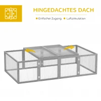 PawHut Kleintierstall, Kleintiergehege, Freigehege, Kleintierkäfig mit Tür, Meerschweinchenstall, Freilaufgehege, Kleintierhaus aus Tannenholz, 181 x 100 x 48 cm, Grau(m-4)