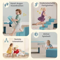 AIYAPLAY 2-teiliges weiches Spielblöcke-Set für Kleinkinder, Kunstleder, Schaumstoff, zum Klettern, Bauen, Spielen, Beige+Blau(m-6)
