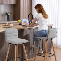 HOMCOM Conjunto de 2 Banquetas de Bar Cadeiras de Bar Assento Estofado Encosto e Apoiapés 48x48x99,5 cm Cinza(m-4)