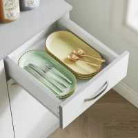 HOMCOM Kitchen Cupboard, Freestanding Kitchen Storage Cabinet with 6 Doors, Drawer, Adjustable Shelves and Open Countertop for Dining Room, White(m-9)