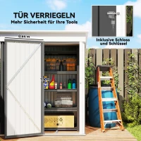 Outsunny Gartenschuppen, Outdoor-Geräteschuppen aus Wellstahl, Wanddesign, verstellbare Regalböden, verschließbare Tür Dunkelgrau(m-7)