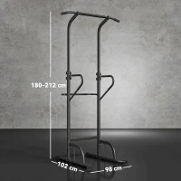 HOMCOM Estação de Musculação Multifunções Barra de Tração Cadeira Romana Altura Ajustável Aço Preto Vermelho(m-3)