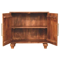 Solid Mango Wood Arco Groove Sideboard with Whimsical Animal Motif, 2-Door Sideboard Ideal for Living Room, 35L x 75W x 71H cm, Brown(m-8)