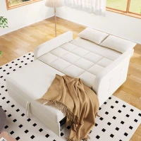 Multifunctional Folding Sofa Bed with Adjustable Backrest and 2 Cushions, Daybed Ideal for Small Flats, 127L x 75-180W x 94H cm, Off White(m-8)