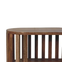 Solid Mango Wood Ariella Cabinet with 2 Open Shelves with Oak-like Finish, Bedside Shelf with Slim Nordic Legs, 30L x 70W x 65H cm, Brown(m-6)