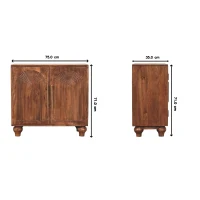 Solid Mango Wood Arco Groove Sideboard with Whimsical Animal Motif, 2-Door Sideboard Ideal for Living Room, 35L x 75W x 71H cm, Brown(m-3)