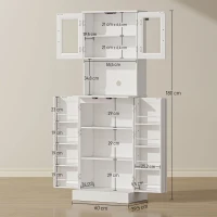 HOMCOM Mobile da cucina, con ripiano regolabile, piano di lavoro, ante in acrilico, foro passacavi, in MDF, Bianco(m-3)