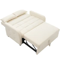 Multifunctional Folding Sofa Bed with Adjustable Backrest and 2 Cushions, Daybed Ideal for Small Flats, 127L x 75-180W x 94H cm, Off White(m-13)