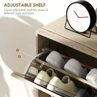 HOMCOM 12-Shoe Flip Drawer Storage Cabinet - Brown Wood-Effect(m-5)