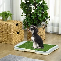 PawHut Toilette pour chien litière avec tapis en gazon artificiel plateau et panneau grillagé 63 x 48,5 cm(m-10)