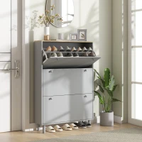 HOMCOM Móvel para Sapatos 24 Pares com 3 Gavetas Basculantes e Prateleiras Ajustáveis 80x23,5x121cm Cinza(m-2)