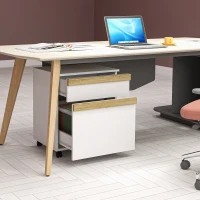 Vinsetto Gaveteiro de Escritório com Rodízios com 2 Gavetas Deslizantes Organizador de Pastas 48x40x59,5 cm Branco(m-6)