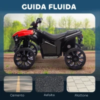AIYAPLAY Quad Elettrico per Bambini ATV con Batteria Ricaricabile 6V, Fari LED e Musica, Età 3-6 Anni, Rosso(m-5)