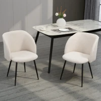 HOMCOM Lot de 2 chaises de salle à manger avec dossier en tissu effet laine boucleé pieds en acier 55 x 62 x 80 cm beige noir(m-10)