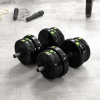 SPORTNOW 2-in-1 Hantel-Set, Lang- & Kurzhantel, 20 kg, rutschfest, bodenschonend, Schwarz/Grün(m-9)