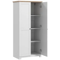 HOMCOM 172cm Kitchen Cupboard, Freestanding Storage Cabinet with Doors and Shelves, Modern 2-Door Kitchen Pantry Cupboard for Dining Room, White(m-1)
