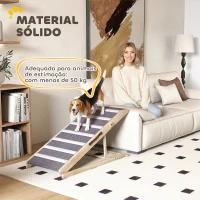 PawHut Rampa Dobrável para Cães com Altura Ajustável 35-50 cm e Tapete Antiderrapante 100x50x50 cm Madeira e Cinza(m-7)