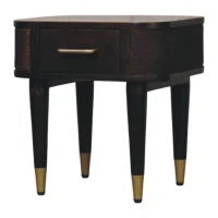 Solid Mango Wood Belmont Bedside Cabinet with Spacious Drawer and Hand-Finished Details, Table for Bedroom, 35L x 45W x 46H cm, Brown(m-6)