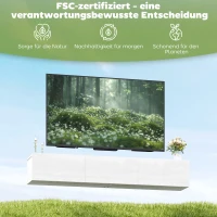 HOMCOM Schwebender TV-Schrank, Wandmontage, 3 Schubladen, viel Stauraum, 180 cm, Spanplatte, Weiß(m-9)