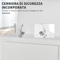 HOMCOM Panca Contenitore Multiuso in Legno MDF, 2 Maniglie e Apertura con Blocco di Sicurezza, 81x40x46cm, Bianco(m-5)