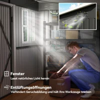 Outsunny Metalen Tuinschuur voor Opslag van Tuingereedschap, met Venster, Brede Deur, 260 x 177 x 190 cm, Donkergrijs(m-5)