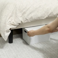 HOMCOM Cadre de lit double 140 x 190 cm lit 2 personnes tête de lit réglable sommier 150 x 198 x 101/106/111/116/121 cm crème(m-5)