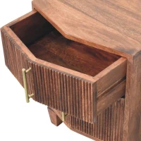 Solid Wood Harper Bedside Table with Eco-Conscious Durable Build, Bedside Cabinet with 2 Smooth-Gliding Drawers, 40L x 42W x 55H cm, Brown(m-5)