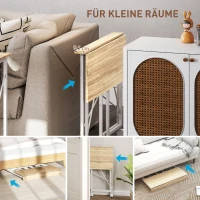 HOMCOM Klappbarer Schreibtisch mit Rädern, platzsparend, Stahl, MDF, Natur(m-4)