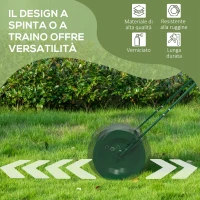 Outsunny Rullo per Prato da 63L di Capacità con Lama Raschiante, in Metallo, 123x58x40 cm, Verde Scuro(m-6)