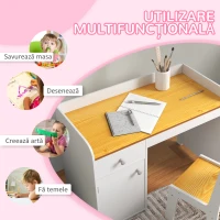 ZONEKIZ Masa de birou  pentru copii cu scaun birou de scoala pentru copii din lemn sertar scaun asortat alb pentru scoala mobilier camera copilului birou pentru copii mici(m-5)
