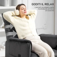 HOMCOM Poltrona Reclinável Elétrica com Controle Remoto e Apoio para os Pés em Tecido Efeito Veludo 80x83x104 cm Preto(m-3)